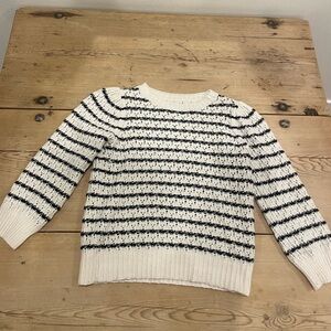 Anthropologie Cream and Navy Knit Sweater